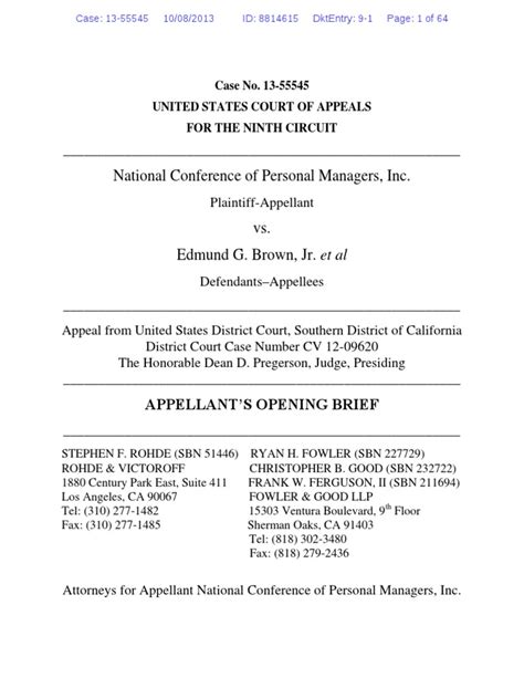 Appellant's Opening Brief: NCOPM v. Brown et al | Federal Rules Of ...