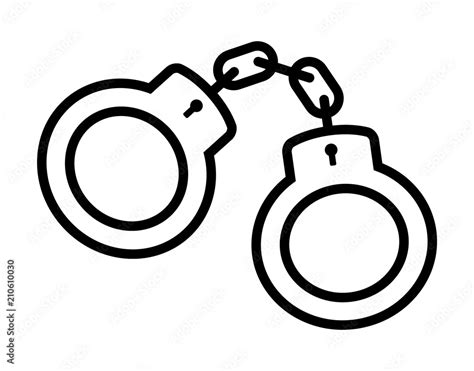 Handcuffs or hand restraints for criminals line art vector icon for law enforcement apps and ...