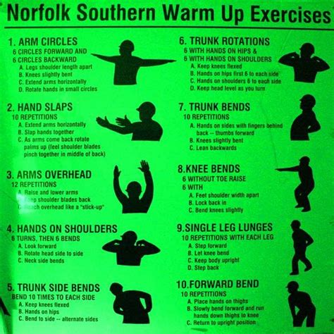 Warm Up Exercises From Head To Toe - Exercise Poster