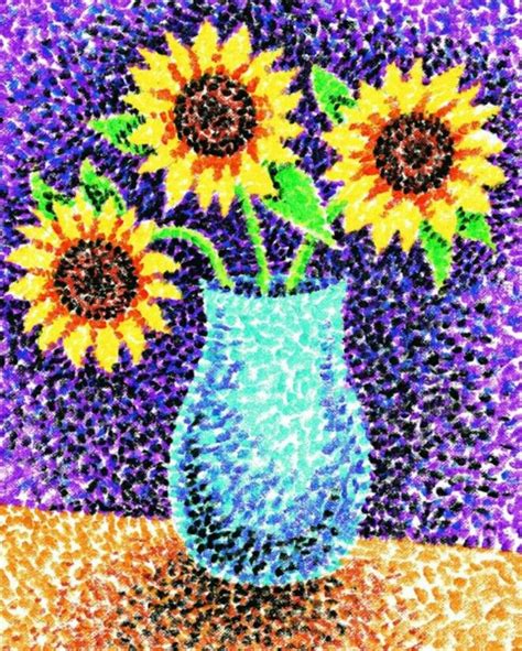 Sunflowers Elementary Art Projects, School Art Projects, Pointalism Art ...