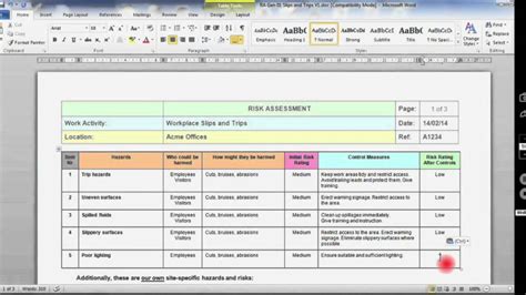 System Risk Assessment Template