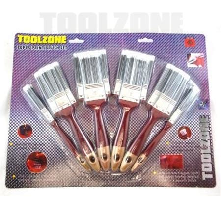 toolzone 10pc paint brush set