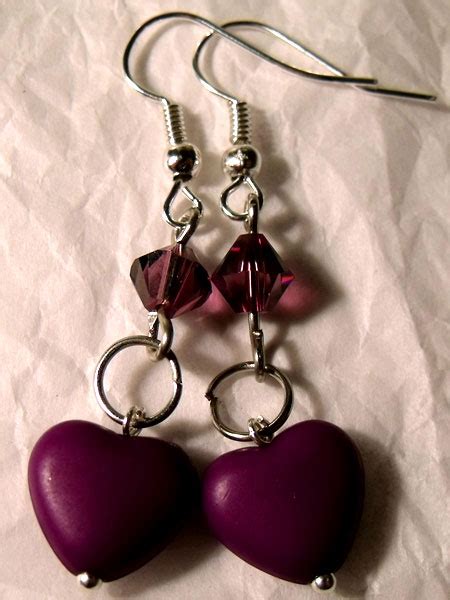 Purple Hearts & Crystal Earrings [Jewellery - Earrings] - £2.75 : [Powder Monki]