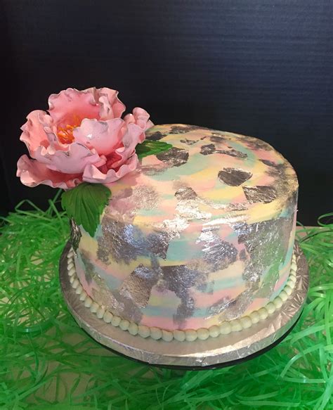 8" Water Color/Edible Silver Foil cake. Cake Art Design's by Marie Silver Foil, Cake Art, All ...