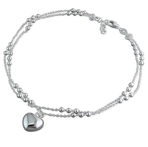 sterling silver heart ankle bracelet by by poppy | notonthehighstreet.com