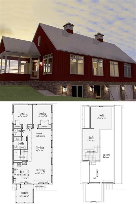 3-Bedroom Two-Story Modern Barndominium (Floor Plan) | Pole barn house plans, Barndominium floor ...