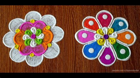 Easy techniques to draw beautiful flower rangoli designs | Easy rangoli ...