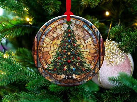 Christmas Ornament 2023, Christmas Decoration, Heirloom Keepsake, Round Ceramic Ornament ...