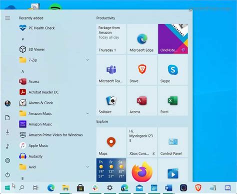 Windows 10 Start Menu Tiles