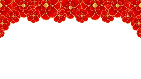 Chinese New Year Border Red And Gold Flowers, Chinese New Year, Border ...