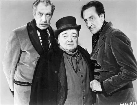 Three great leads . . . Vincent Price, Peter Lorre, and Basil Rathbone ...