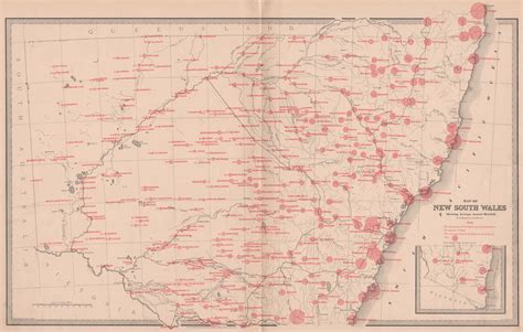 NEW SOUTH WALES with average annual rainfall. BIG.Australia. MACDONALD 1888 map