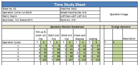 Time And Motion Study Template Excel | DocTemplates