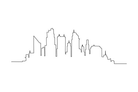 Single one line drawing modern cityscape. City skyline concept. Continuous line draw design ...