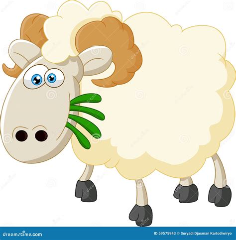 Sheep Eating Flowers Cartoon Vector | CartoonDealer.com #47656221