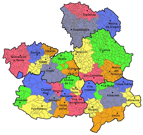 Castilla-La Mancha judicial districts - Full size