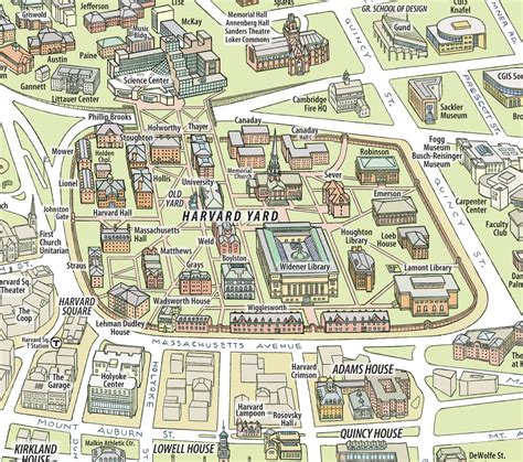 Harvard mappa - Mappa dell'università di Harvard (Stati Uniti d'America)