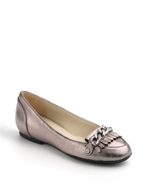 Lyst - Ivanka Trump Lacey Suede Flats in Metallic