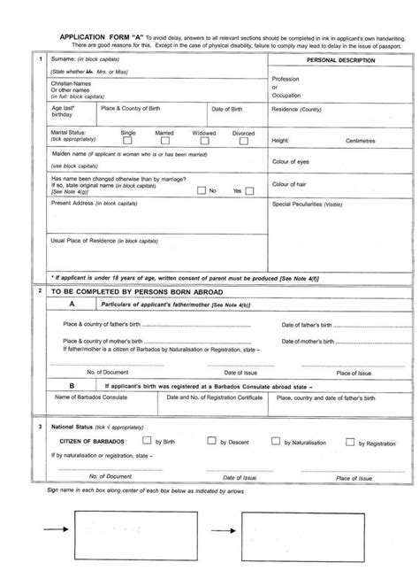 Printable Barbados Passport Forms - Printable Forms Free Online