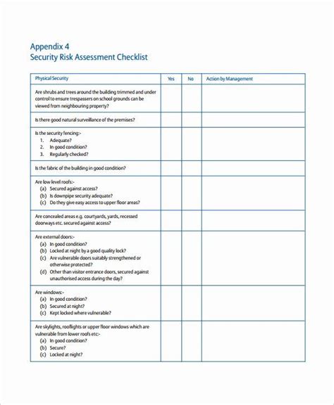 Physical Security Survey Checklist