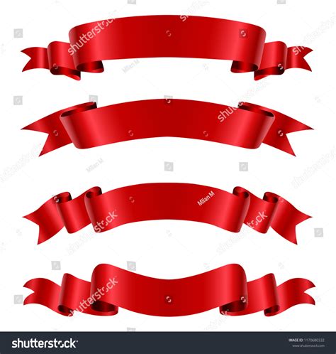 Vector Red Ribbonsribbon Banner Set Stock Vector (Royalty Free) 1170680332