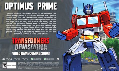 Update - Transformers: Devastation Video Game Optimus Prime Character ...