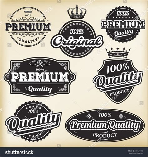 Vector Collections Of Black & White Vintage Labels. - 130621448 : Shutterstock