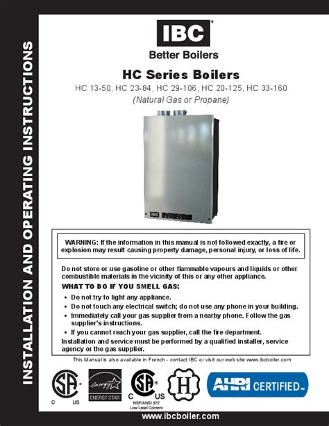 HC 84 condensing boiler installation and warranty documents