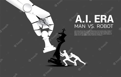 Premium Vector | Close up of robot hand try to checkmate chess game of ...