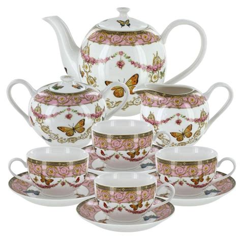 Pink Butterfly Porcelain Tea Set | Butterfly tea set, Porcelain tea set ...