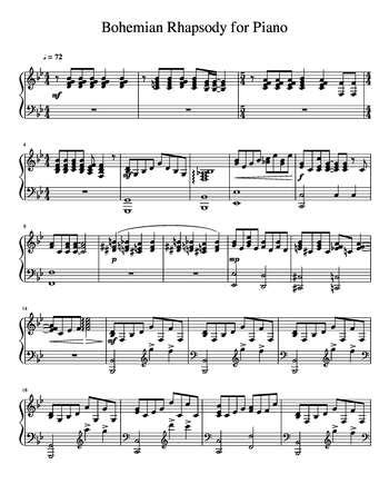 Bohemian Rhapsody for piano free sheet music by Queen | Pianoshelf