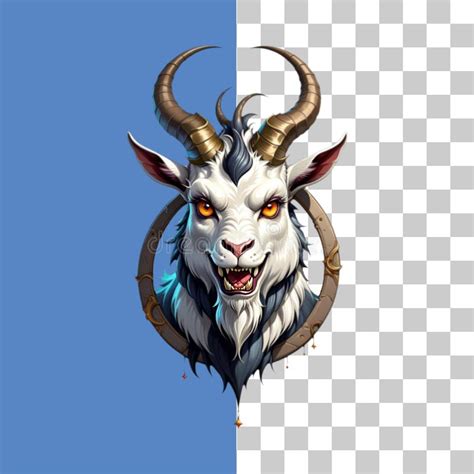 Cartoon Sticker of Goat Creature with Big Horns, Cartoon Game Character ...