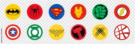 Superhero logo set: Batman, Spiderman, Superman, Iron Man and others ...