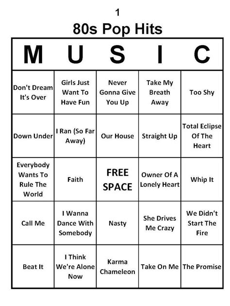 Music Bingo Template