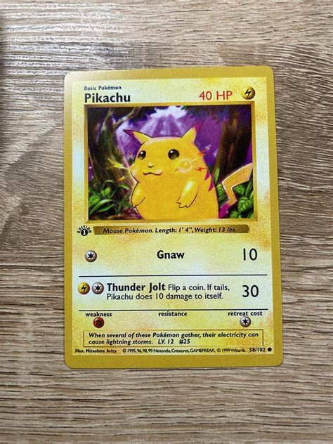 Pikachu Red Cheeks 1e editie Custom Made Pokémon Card Thunder | Etsy