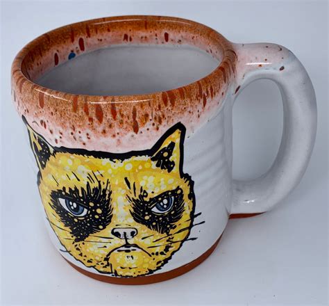 Grumpy Cat Handmade Mug with Red Lip Drip Glaze – Pittsburgh Pottery