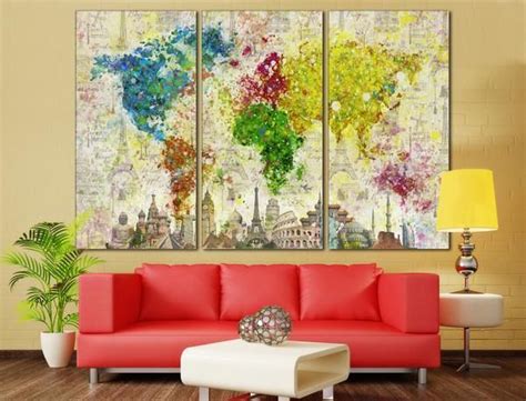 Color Splashes World Map №701 Ready to Hang Canvas Print | Decor, Wall decor, Home decor