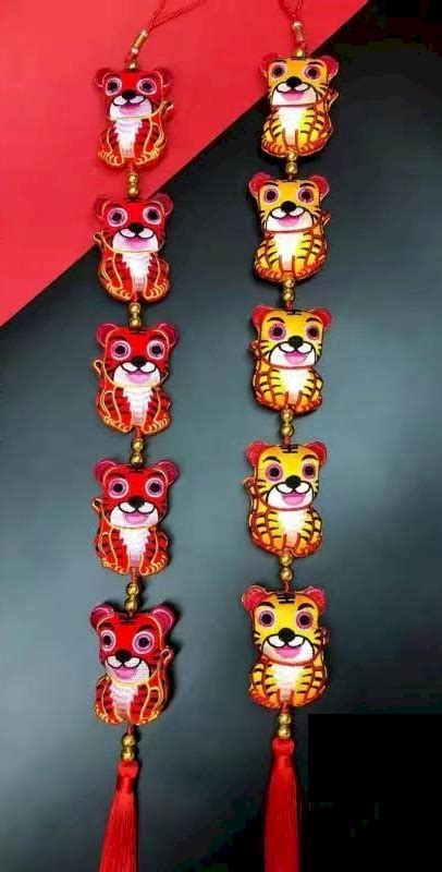 5 Tiger Embroidery Wall Hanging | Arts & Crafts | Chinese New Year ...