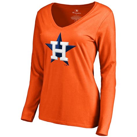 Women's Houston Astros Orange Secondary Color Primary Logo Long Sleeve ...