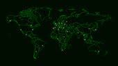 Glowing Green Neon World Map Continents And Countries Animation Of The World Map With Delivery ...