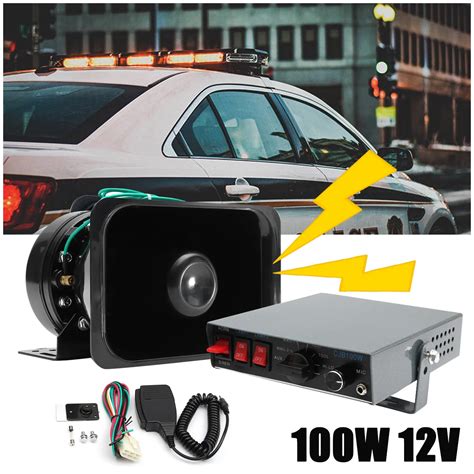 12V 100W 8 Sounds Car Truck Speaker Warning Alarm for Fire Siren Horn ...