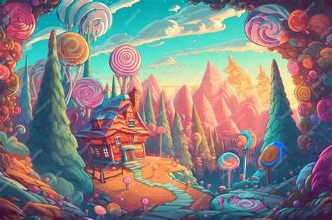 Premium AI Image | Illustration of a cartoon candy land with a house ...