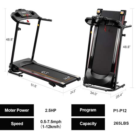 Folding Treadmill for Home Foldable with Incline 2.5HP 12KM/H - Bed ...