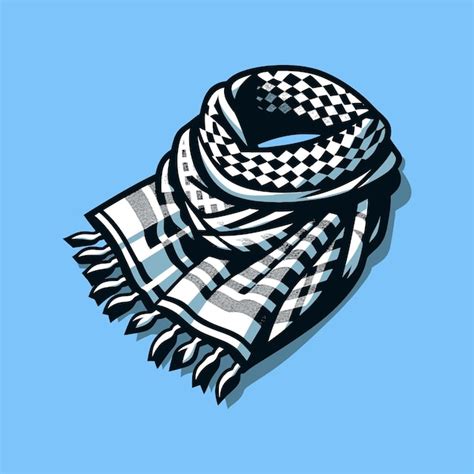 Premium Vector | Black and white patterned Palestinian Keffiyeh scarf illustration concept icon