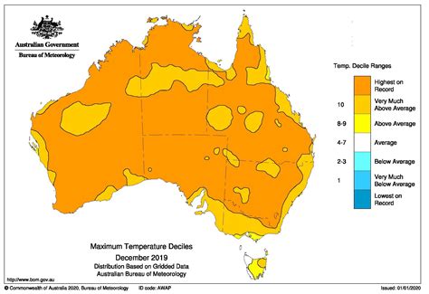 Australia maximum temperature deciles, December 2019 : r/AussieMaps