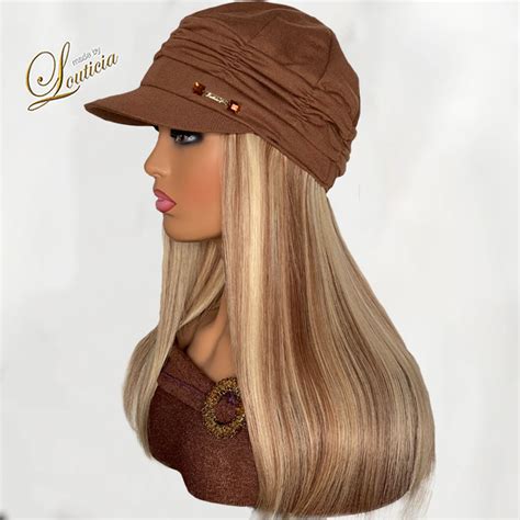 Stylish Chemo Hats For Cancer Patients with 16" Straight Blonde Hair Attached