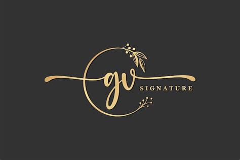 Premium Vector | Luxury signature initial gv logo design isolated leaf ...