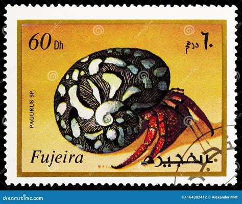 Postage Stamp Printed in Fujairah Shows Hermit Crab (Pagurus Sp.), Marine Life Serie, Circa 1972 ...