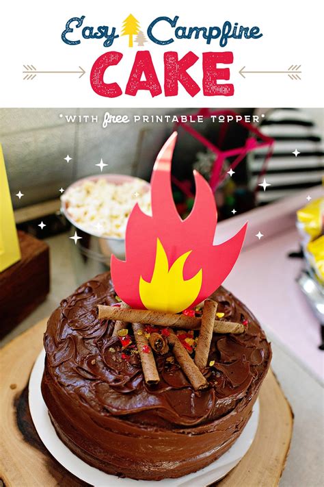 Easy Campfire Cake + Printable Fire Topper // Hostess with the Mostess®