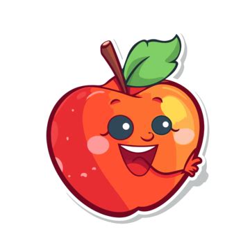 An Apple For Sticker Clipart Vector, Sticker Design With Cartoon Free Apple Isolated, Sticker ...